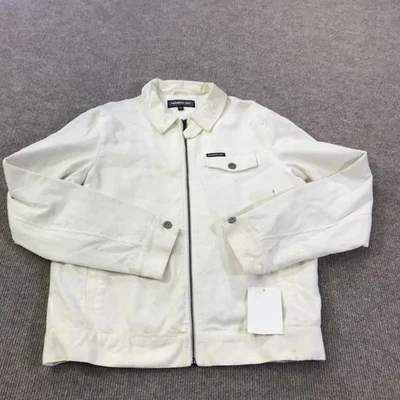 Members Only Jacket Mens Medium White Corduroy Zip Front Casual Coat Trucker - Image 1 of 4