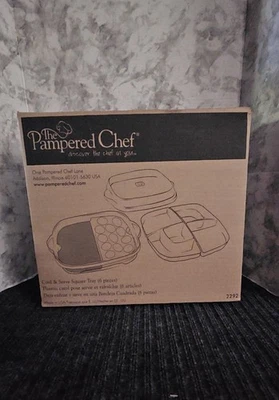 Pampered Chef Large Square Cool and Serve Divider Tray & Inserts Veggie Snacks - Image 1 of 3