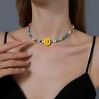 Rainbow Colour Cartoon Smile Necklace Choker String Beaded Strand Women Jewelry