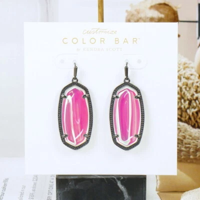 NWOT Kendra Scott Elle Dichroic Glass Drop earring Gunmetal Tone - Image 1 of 4