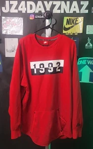 Nike Air Mikina Pullover Herren 2XL XXL Rot 1992 Side Zip Pulli Fleece Neu ohne Etikett - Bild 1 von 8