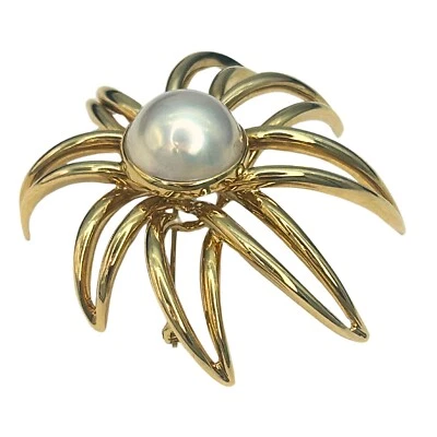 Prendedor de perlas de fuegos artificiales Tiffany and Co. de oro amarillo de 18 quilates 1994 Foto 1 de 3