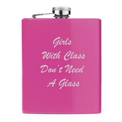 Frasco de cadera de licor de acero inoxidable de 7 oz para niñas con clase no necesitan un vaso Foto 1 de 4