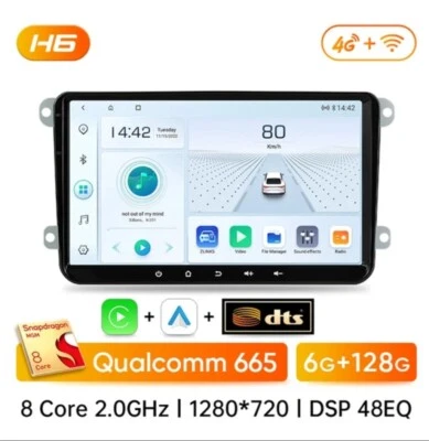 AUTORADIO ANDROID 6/128GB VOLKSWAGEN GOLF POLO PASSAT SKODA SEAT STEREO AUTO GPS - Immagine 1 di 4