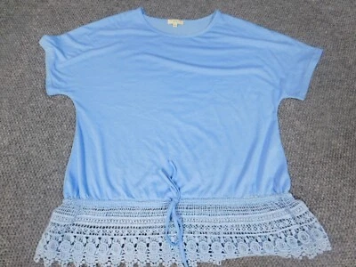 Blusa feminina Kori America pulôver elástico azul grande - Imagem 1 de 4