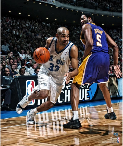 Grant Hill Orlando Magic Unsigned Driving Past Robert Horry Photo Cover