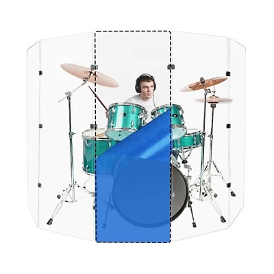 PENNZONI Acrylic Drum Panel one Single Panel 2' X 6' 1/4 inch Acrylic with Chrome Hinges