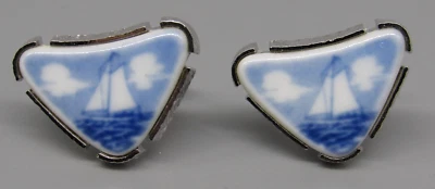Gemelos de velero Dante vintage para hombre azul y blanco bisutería S4 Foto 1 de 4