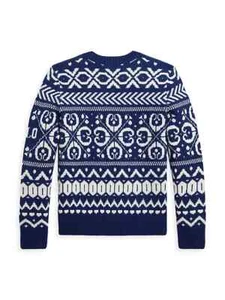 Polo Ralph Lauren Boy's Fair Isle Wool Sweater blue Navy Size 6 New $165 - Picture 1 of 6
