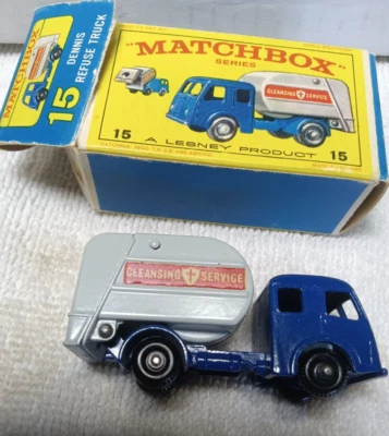 vintage Matchbox Dennis Refuse truck  #15 new in box toy car - Image 1 of 4