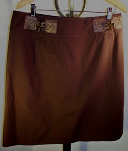 TORY BURCH brauner Minirock, Wolle, Lederapplikationen, Gr. 14 - Bild 1 von 8