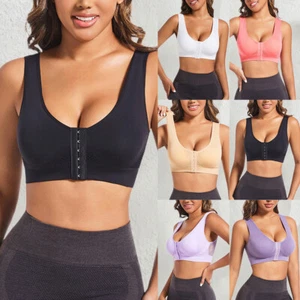 Plus Size Womens Padded Sport Yoga Bra Comfort Wireless Vest Crop Tops Lingerie - Picture 1 of 26