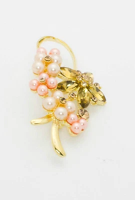 Pearl Flower Pin Crystal Brooch Coat Pendant - Image 1 of 3