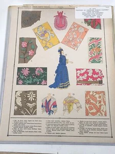 1870 Litografia Moda Francese Colorata a Mano Storia del Costume Femminile - Foto 1 di 2