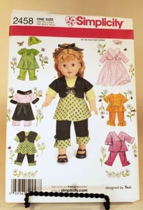 Pattern American Girl Doll 18" Size Clothes Simplicity 2458 - Picture 1 of 2