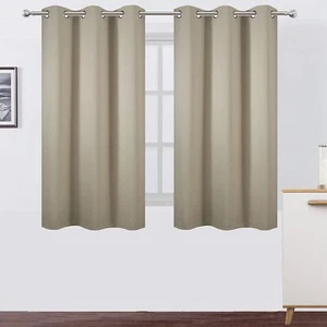 Beige Thermal Blackout Curtains/38 X 54 Inch/Set of 2 Panels Room Darkening Curt - Picture 1 of 3