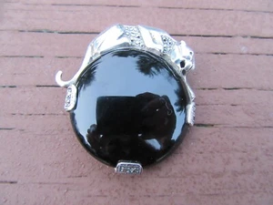 CL/STERLINGSILBER ANSTECKNADEL/ANHÄNGER/PANTHER/ONYX/MARKASIT/25,6 GRAMM! - Bild 1 von 8