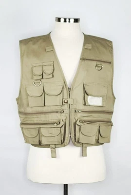 Chaleco de Pesca Crystal River Caqui 16 Bolsillos Cremallera Frontal Para Hombre Talla Grande Nuevo Foto 1 de 4