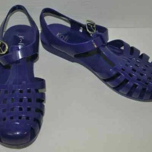 Women Low Flat Heel Gladiator Water Summer Shoes Jelly Fisherman Sandals Purple - Picture 1 of 10
