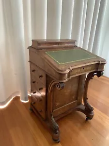 Antique 19th Century Inlaid Burr Walnut Davenport Writing Desk - Picture 1 of 9