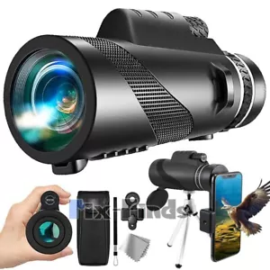 Telescopio Monoculars Zooming HD 80x100 Día/ Nocturna Para Viaje Caza Estuche - Picture 1 of 15
