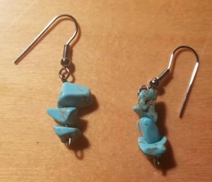 Orecchini pendenti/goccia pepita turchese finto stile sud-ovest fatti a mano... - Foto 1 di 6
