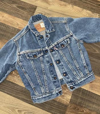 Little Levi’s 74027 Denim Jacket Size 5 Red Tab Kids Trucker *Stains - Image 1 of 4