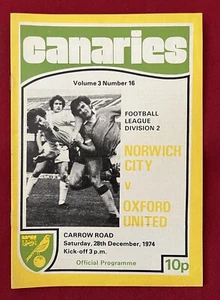 Football Programme - Norwich City v Oxford Utd - Division 2 - 28th December 1974 - Picture 1 of 3