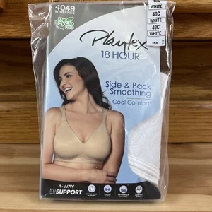 Playtex 18 Hour Bra 40 C White Custom Comfort Wirefree 4 Way Support NOS New - Picture 1 of 7