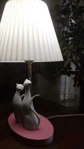 Vtg 1950s Japan Mid Century Cute Male & Female Siamese Cats Table Lamp MCM Pink - Picture 1 of 18