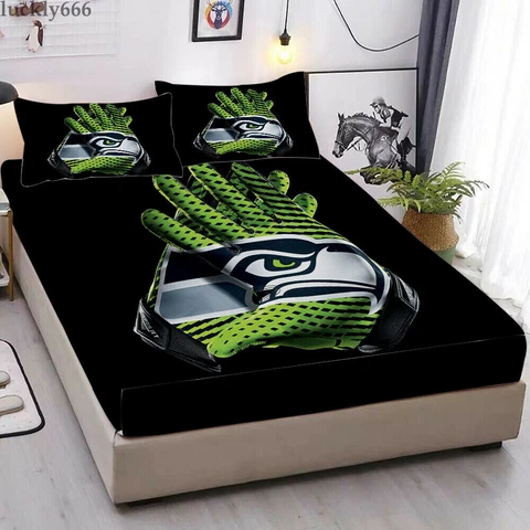 Seattle Seahawks Fitted Sheet Mattress Cover Bed Sheets & Pillowcase Sets 3PCS Cover