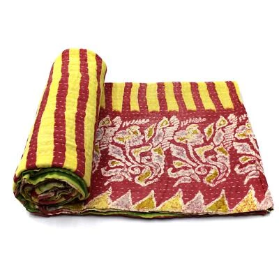 Vintage Quilt Indian Organic Cotton Bedspread Art Decor Bedding Throw - Image 1 of 4