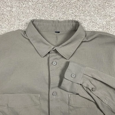 Lululemon на пуговицах Shacket мужчин 2XL серый зеленый расслабленный крой карманы с длинным рукавом - Изображение 1 из 4