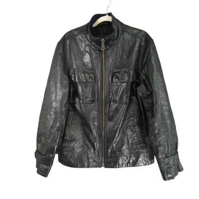 Chaqueta de cuero Gap para hombre L negra Y2K motocicleta Foto 1 de 4
