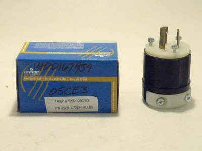 205840 New In Box; Leviton 2331 Locking Plug; 2P; 3W; 20A; 277V; NEMA: L7-20P - Image 1 of 4