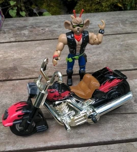 Vintage Biker Mice From Mars Galoob 1993 Throttle Figure w/ Motorcycle - Picture 1 of 15