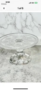 Antique Vintage Mini Cut Glass EAPG Cake Plate Candle Stands Holder Decor - Picture 1 of 3