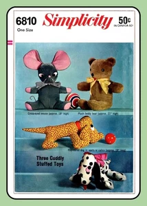 Vintage 1966 Stofftier Muster HUND Teddybär Maus Spielzeug Simplicity 6810 - Bild 1 von 5