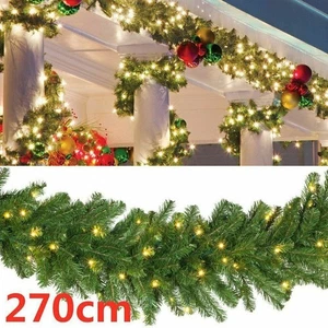 9FT Artificial Christmas Garland XMAS Decorations Imperial Pine Fireplace Wreath - Picture 1 of 20