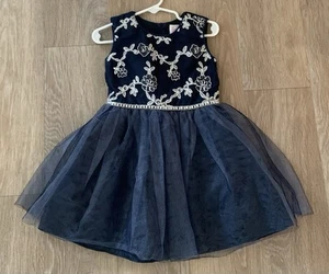 Wonder Nation Girl Size 3/4 Yrs Beautiful Navy Holiday Dress With Silver Sequins - Picture 1 of 10