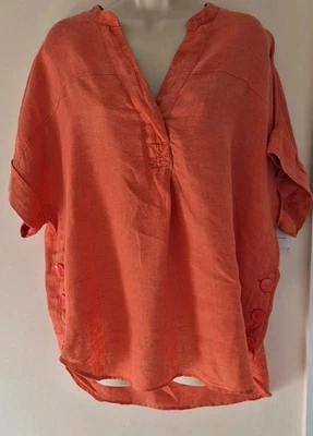 Womens M&S Marks And Spencer Orange Linen Top - Size 16 - Image 1 of 4