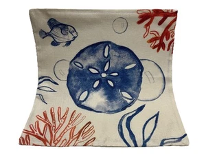 Shells Fish Beach Nautical Coastal Ocean Linen Throw Pillow Cover Home Decor - Picture 1 of 4
