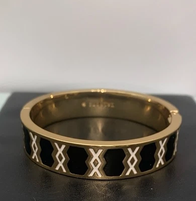 Brazalete con abrazadera con bisagras diseño esmalte negro/blanco y tono dorado Talbots elegante Foto 1 de 4