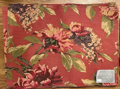 NEW * Set Of 6 Croscill Serena Fabric Floral Cloth Cotton Placemats  14" x 19" - Image 1 of 4