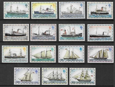 FALKLAND Is. 1978 SHIPS SET (15) MNH. TYPE A.  SG. 331A - 345A.      (E959) - Image 1 of 2