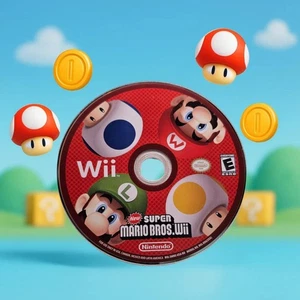 New Super Mario Bros. Wii Nintendo Wii Game Disc Only Authentic Works No Case - Picture 1 of 4