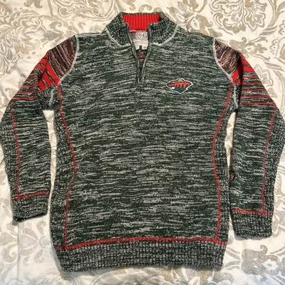 Suéter Minnesota Wild Old Time hóquei malha 1/4 zíper pescoço simulado tamanho G NHL - Imagem 1 de 4