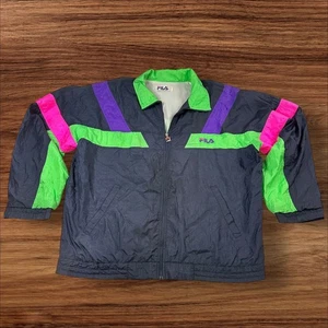 Vintage FILA Trainingsjacke Windbreaker XXLarge 90s Color Block Retro Herren USA - Bild 1 von 9