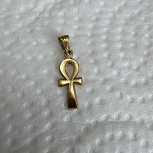 18k Gold Pendant Ankh Charm Ancient Egyptian Key of life Handmade 1g - Picture 1 of 5