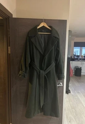 Khaki Longline Cape Detail Coat Size M - Image 1 of 4